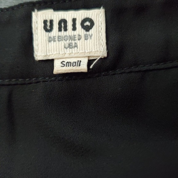 UNIQ Black Sheer Hi-Lo Zipper Embellished Henley Top S - Picture 4 of 6